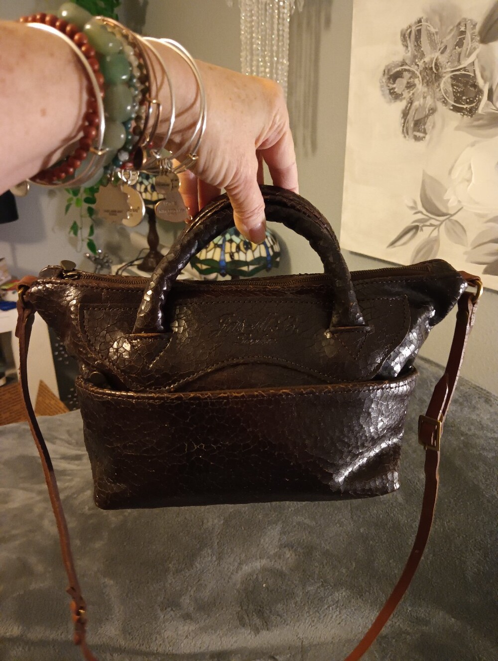 Jas-M.B. London. Dark Chocolate. Crackled Leather. Made In England